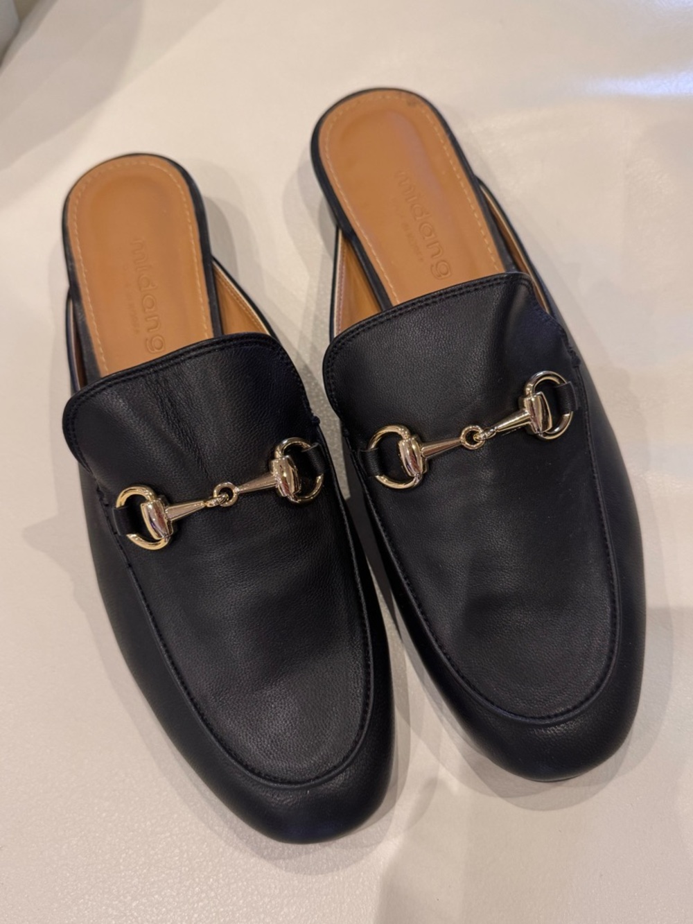 SALE‼️- [NWOT] Black Real Leather Slip-On Bloafer  with Gold Horsebit